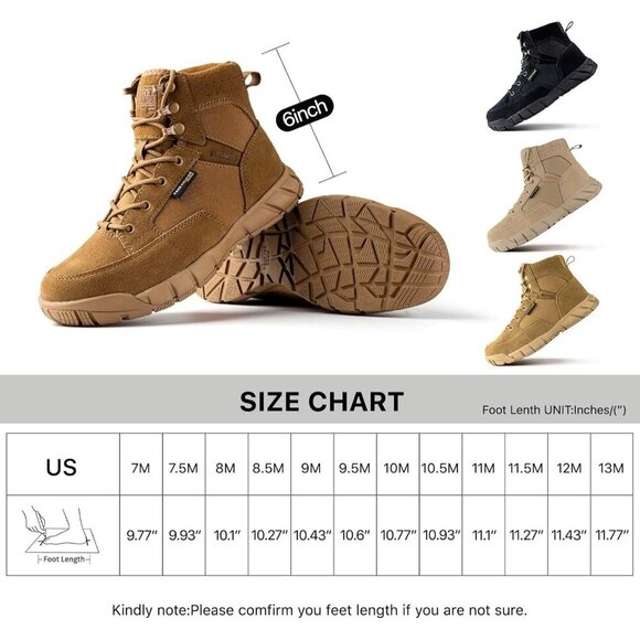 〽️Men\'s Brown Free Soldier Durable Waterproof Lightweight Tactical Work Boots main image 9